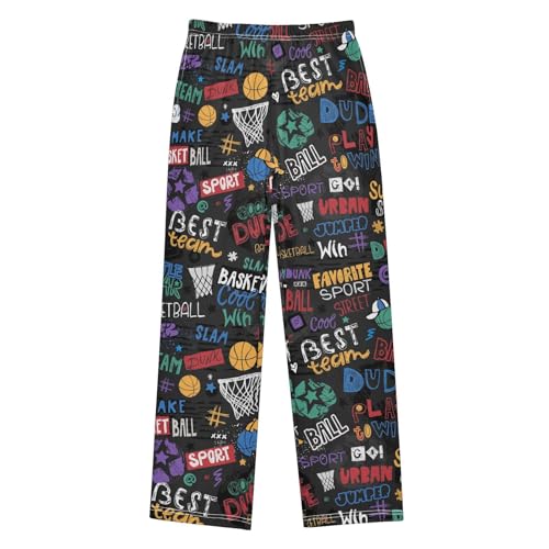 ZZXXB Funny Basketball Boys Long Pants Soft Trousers Elastic Waist Kids Lounge Bottoms with Pockets S-XL