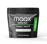 Maax Caffeine Energy Gum | 125mg of caffeine per piece | Spearmint | 125 total pieces per bag | Focus Supplement