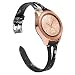 TOYOUTHS Leather Bands Compatible with Samsung Galaxy Watch 42mm/Galaxy Active 2 40mm 44mm Strap Women Men Genuine Leather Wristband Replacement Gear S2 Classic/Gear Sport 20mm Pins Black+White Floral