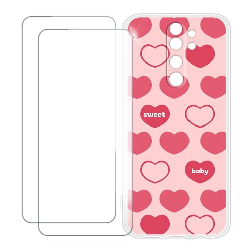 UOGNADGD Xiaomi Redmi Note 8 Pro �Ƃ̌݊������� �J�X�^���J���t���P�[�X�{�����K���X�ی�t�B����2���t�� ? �Ռ��z�������h�~ (�s���N�̃n�[�g)