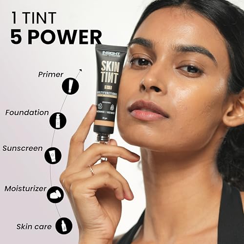 Image of INSIGHT Skin Tint 5-in-1 Serum Foundation (30g) | SPF 20 PA++++ | Lightweight, Hydrating & Brightening with Niacinamide & Rice Water | Primer, Moisturizer & Sunscreen in One | For All Skin Types - Shade: Filter Coffee