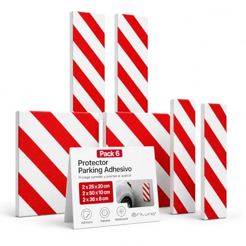 Protection garage adhésive OFITURIA en mousse blanc et rouge | Pack de 6