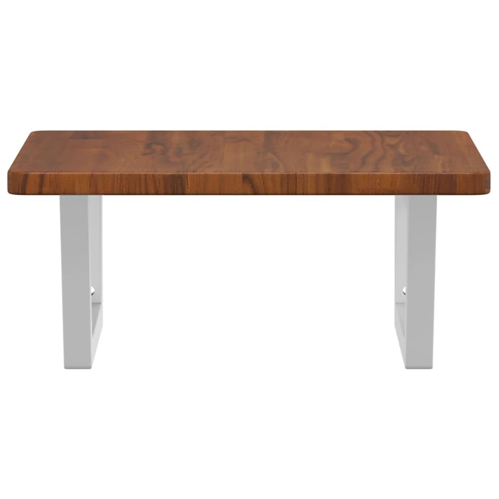 Piano lavabo in legno massello di quercia con supporto in acciaio, 50 x 50 cm, trapezoidale, portata fino a 100 kg, salvaspazio per lavabo con mobiletto, bagno moderno, facile montaggio a