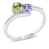 Gem Stone King 10K White Gold Women Engagement Promise Customized and Personalized 2 Birthstone Build Your Own For Her Women's Ring (Size 7)