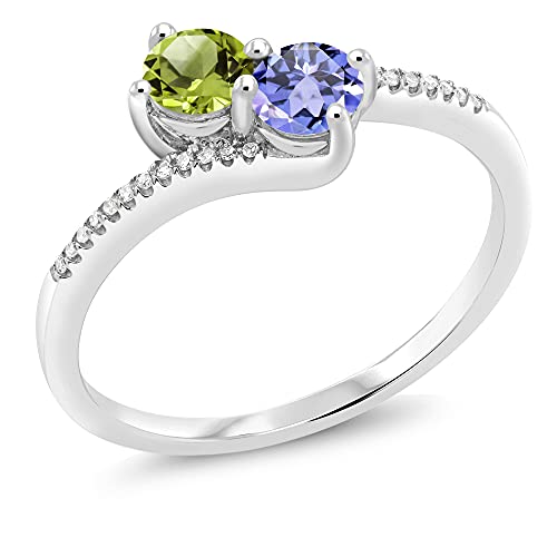 customized birthstone rings - Gem Stone King 10K White Gold Women Engagement Promise Customized and Personalized 2 Birthstone Build Your Own For Her Women's Ring (Size 7)