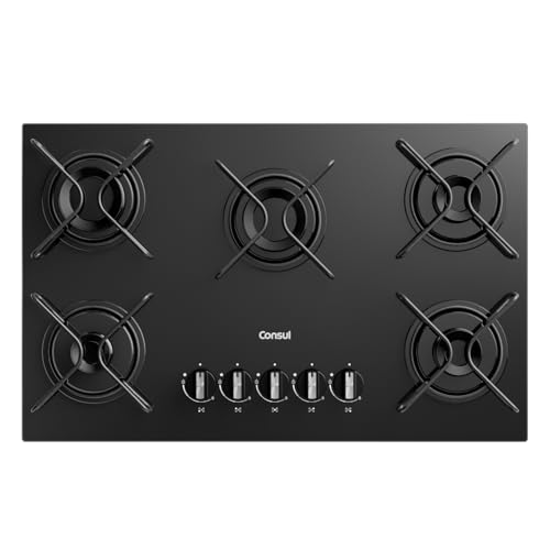 Consul Cooktop 5 Bocas a Gás Consul com Grades Estáveis e Mesa de Vidro - CD075BE Bivolt