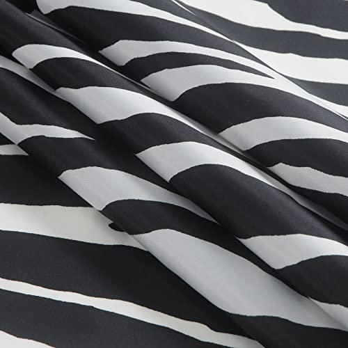 Mvsuta Zebra Black Printed Modern Waterproof Polyester Farmhouse Fabric Shower Curtain,Elegant White Classic Bathroom Curtains,72" W X 72" L #TOP2