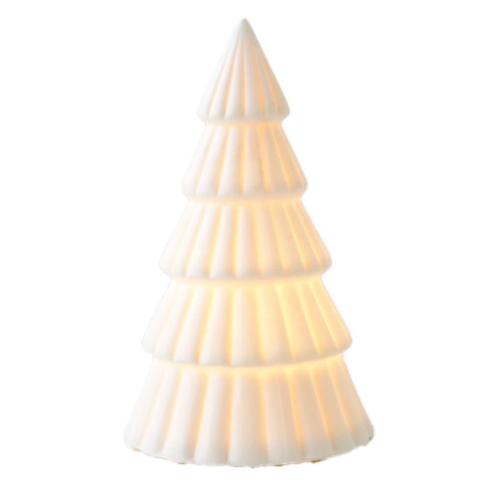 CTRLZS Ceramic Christmas Tree with Light, Vintage Porcelain Lighted Decor for Holiday A