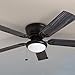 Prominence Home Benton Traditional 52 Inch Ceiling Fan with Light, LED Flush Mount Ceiling Fan, Indoor Fan with 5 Blades, Matte Black and Gray Cedar Blade Finish Options, Matte Black (50853-01)