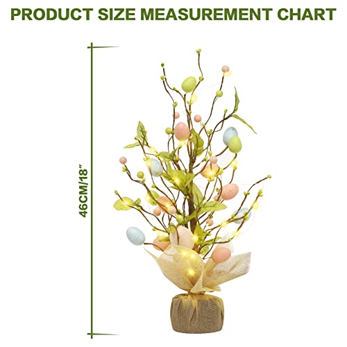 Rosecraft Easter Decorations, 18 Inch Pre-Lit Easter Egg Tree Tabletop Decor With Delicate Oranments, For Home Party Wedding Holiday Spring Summer Decoration - Gifts, Green/Pink/Blue. #TOP1