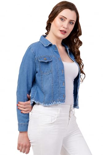 Image of FUNDAY FASHION Womens Denim Standard Length Full Sleeve Solid Jacket
