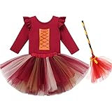 Toddler Baby Girl Mary Sanderson Costume, Long Sleeve Romper Tutu Skirt Broom Set Sanderson Sister...
