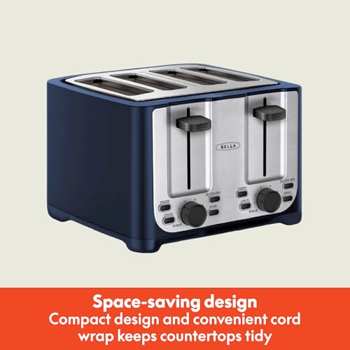 image for BELLA 4 Slice Toaster with Auto Shut Off - Extra Wide Slots & Removabl