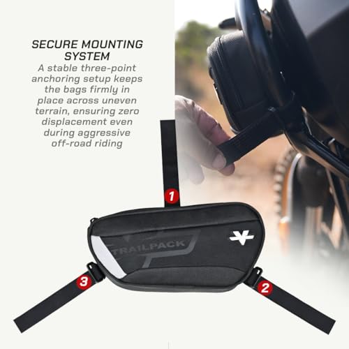 Image of ViaTerra RE Himalayan 450 Trailpack Lite I Motorcycle Crashbar Bags (4L Capacity) |Built for Off Road Front Frame
