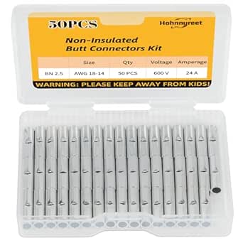 200 PCS 26-20 Gauge Non-Insulated Butt Connectors Kit 26-20 AWG Uninsulated W - View #13