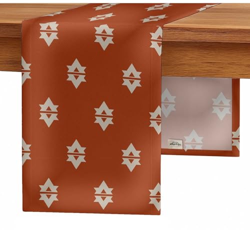 Vargottam Cotton Twill Table Runner – 14” Wide, Geometric Design, Dining Table Runner for Farmhouse & Modern Decor – Machine Washable – Multiple Sizes (60" to 120")