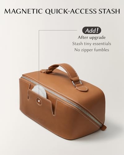 Image of EACHY Travel Makeup Bag, Large Capacity Cosmetic Bag for Women, Waterproof PU Leather, Flat Open Portable Toiletry Bag for Skincare, Brushes & Travel Essentials