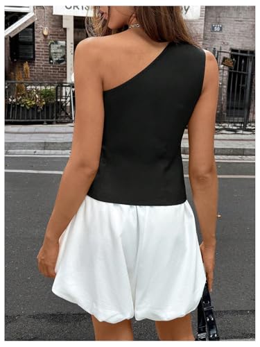 MakeMeChic Women's One Shoulder Vest Tops Asymmetrical Button Down Sleeveless Tank Tops2