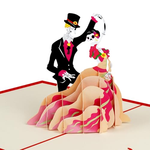 Carte pop-up 3D squelettes romantiques pour sceller un amour éternel