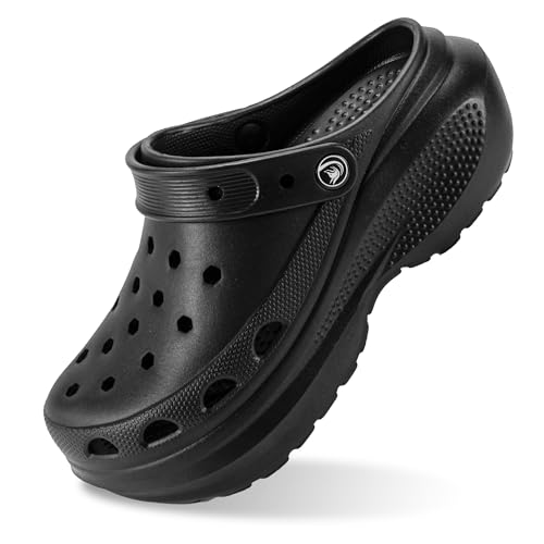 PIMIO Women's Platform Clog, Non-Slip Slip-On Garden Shoes with Arch Support Removable Cushion Footbed Comfortable Beach Outdoor Sandal Slippers for Women