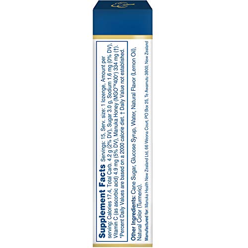 Manuka Health, MGO 400+ Manuka Honey Lozenges with Lemon, 15 lozenges, 2.66 oz