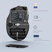 TECKNET Kabellose Maus, 4000 DPI, 2.4G Optische Funkmaus mit USB Empfänger – Ansicht 7