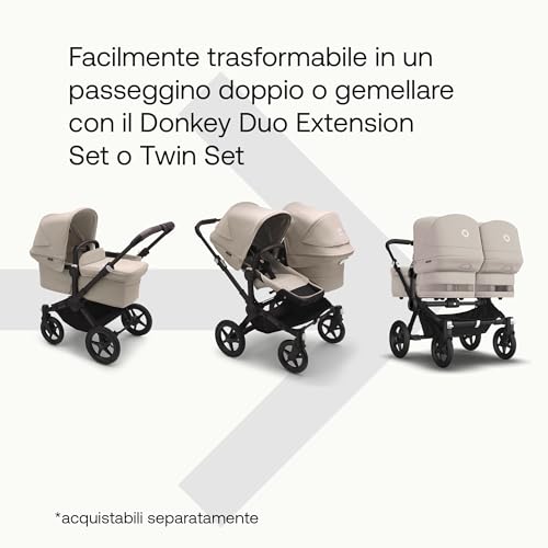 Bugaboo Donkey 5 Duo, Set Di Conversione Completo, Affiancato, Design Migliorato, Seduta Reversibile, Guida A Una Mano E Archiviazione Espandibile, Desert Taupe - 5