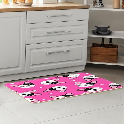Tapete de cocina con diseño de perro en lazo rojo de 2 piezas 7