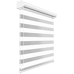 Persianas Para Ventanas Abuhardilladas Victoria M. Estor Doble Enrollable Día y Noche, para Ventanas y Puertas, Montaje en la Pared y Techo, 160 x 175 cm, Blanco