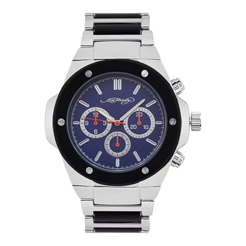 Montre argentée pour homme Ed Hardy au cadran rond chic et design rock 50441SB-42-J28