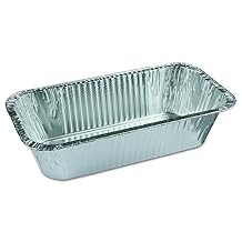 Pactiv Y6062XH Ribbed 1/3-Size Aluminum Bread Pans, 1-Comp, 8 2/5w x 5 9/10d x 3h Case of 200