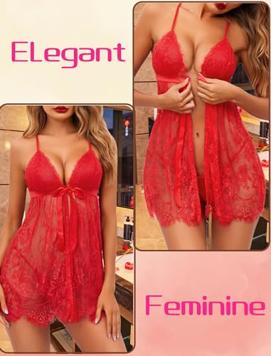 Image of Avidlove Women Sexy Lingerie Babydoll Lace Chemise Eyelash Wedding Brial Lingerie