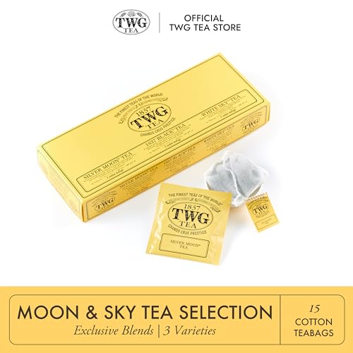 TWG Tea | Moon & Sky Selection | 3 Varieties | Exclusive Tea Blends | 15 Hand Sewn Cotton Teabags | Gift Set