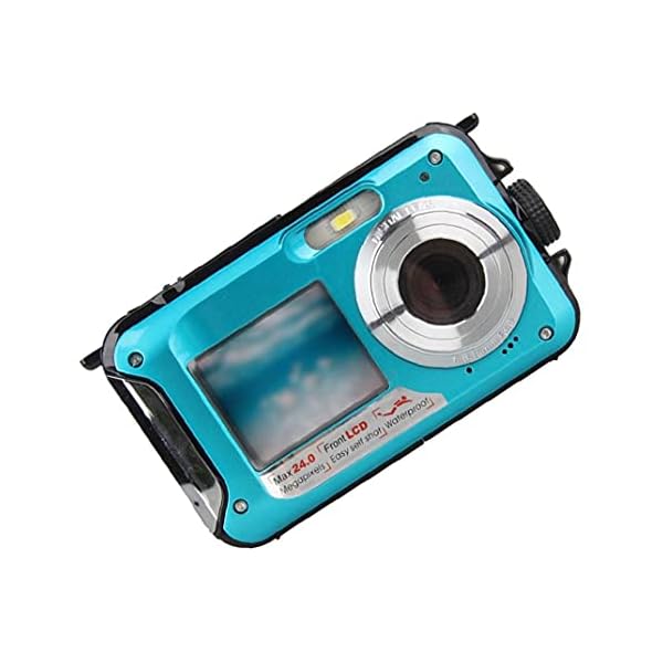 RRunzfon Digitalkamera Unterwasserkamera 48MP wasserdichte Kamera mit Dual Screen für Schnorchel Schwimmen Surfen Blau… – Bild 4