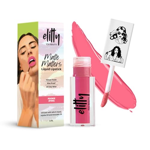 Image of Elitty Liquid Matte Lipstick | Transfer proof, Smudgeproof & Lightweight | Pookie (Pink)- 4 ML