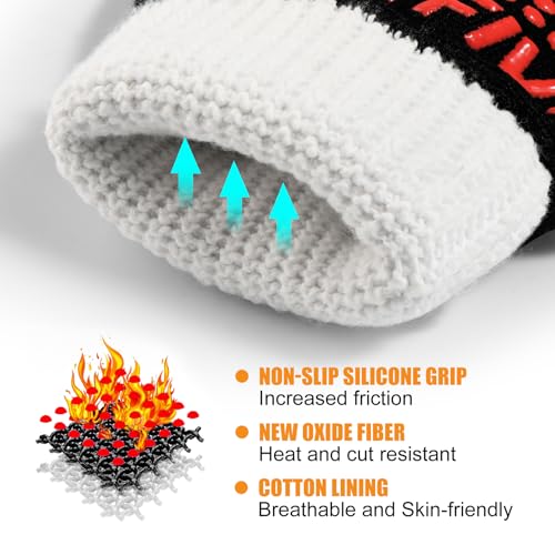 Image of BBQ Gloves, Oven Gloves, 1472F Extreme Heat Resistant Barbecue Gloves, Silicone Non-Slip Oven Mitts, Kitchen for Cooking, Grilling, and Baking