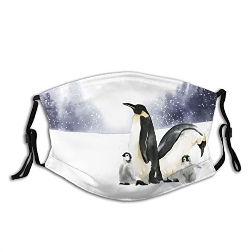 Senheol Cute Penguins In A Winter Wonderland Face Mask Unisex Reusable Washable Mask Fashion Bandanas For Men Women Teenager 2 Filters