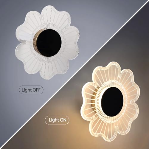 Image of Groeien Pack of 2 | Sunflower Modern LED Wall Lamp | Golden Decorative Wall Light for Living Room, Bedroom & Hall | Artistic Sunflower Design Wall Fixture for Home Decor(SunflowerGlow, 2)