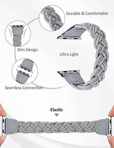 Image of Minyee Compatible with Apple Watch Band Braided 41mm 40mm 38mm 42mm 44mm 45mm 46mm 49mm Women,Solo Loop Stretchy Slim Elastic Woven Cute Bracelet Strap for iWatch Series 10 9 Ultra SE 8 7 6 5 4 3 2 1