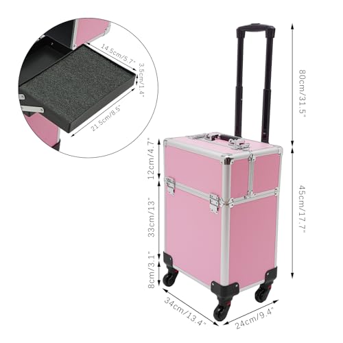 Valises à cosmétiques boîte de train chariot de maquillage extensible à roulettes - 3