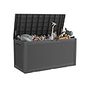 GYMHILL 100 Gallon Deck Box, Resin Outdoor Storage Box, Waterproof and UV Resistant Lightweight Storage Deck Box for Garden Tools (100 Gal)