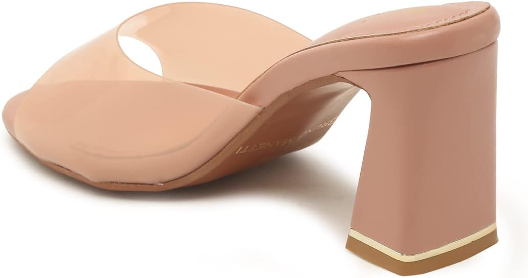 women's Black Slipon Back Open Upper Transparent Heel Sandal
