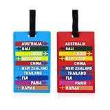 FuninCrea Lot de 2 PVC Etiquettes Pour Bagages avec carte d'identité nominative, lettres d'étiquettes de bagages étanches pour éviter les bagages perdus adaptés aux bagages(PVC)