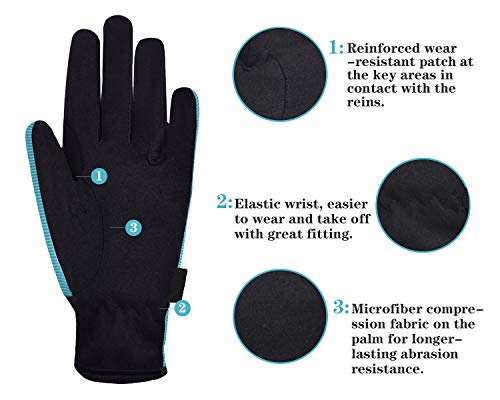 image for ChinFun Horse Riding Glove Equestrian Gloves Kids for Boys Girls Horse