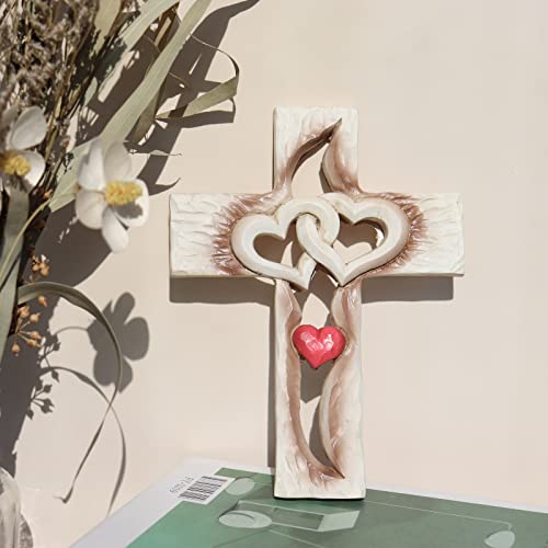 Oooct Carved Cross, Cross Wall Decor, Resin Love Cross, Never Separates Love Cross, Great Christian Gift, Wall Art Gift, Home Living Room Decor 6.88×5.23 Inches #TOP4