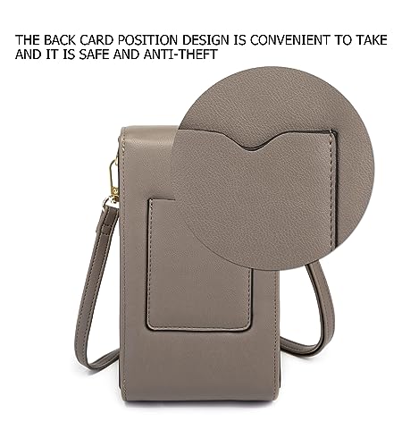 Image of myfriday Small Cell Phone Crossbody Bag, Multi-pocket & 6 Card Slots | 6 card slots, multi-pocket zipper layout and soft synthetic leather keep phone, lipstick, coins and keys ready outdoors