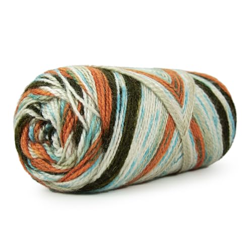Image of Ganga Acrowools Spectrum Supersoft Knitting & Crochet Yarn | 100% Acrylic Wool Ball. Self patern Soft Hand Knitting Fancy Yarn to unleash creativity, perfect for Art & Craft, babywear, baby blanket, sweaters, ponchos, mufflers, socks, caps; threads works best with crochet hook needle; Avialable in multicolor (Pack of 1 ball = 100 grams).:; - (Orange Cream Green)