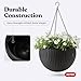 Keter Resin Rattan Set of 2 Round Hanging Planter Baskets for Indoor and Outdoor Plants-Perfect for Porches and Patio Decor, Graphite
