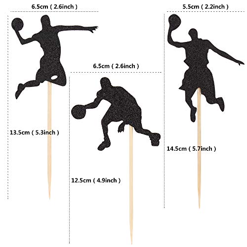 Ercadio 24 Pack Nba Star Basketball Cupcake Toppers Black Glitter Basketball Player Cupcake Decoration Picks For Sport Theme Birthday Party #TOP1