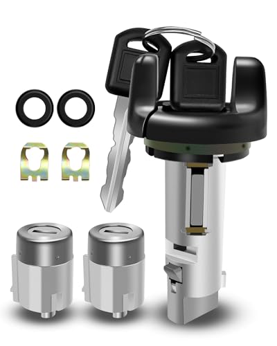 Ignition Switch Lock Cylinder and Door Lock Cylinder Set with Keys Fits for Chevy GMC C/K Pickup Tahoe Yukon Suburban 1995-1997, Car Auto Ignition Key Switch Lock Cylinder Replace 702671 702674